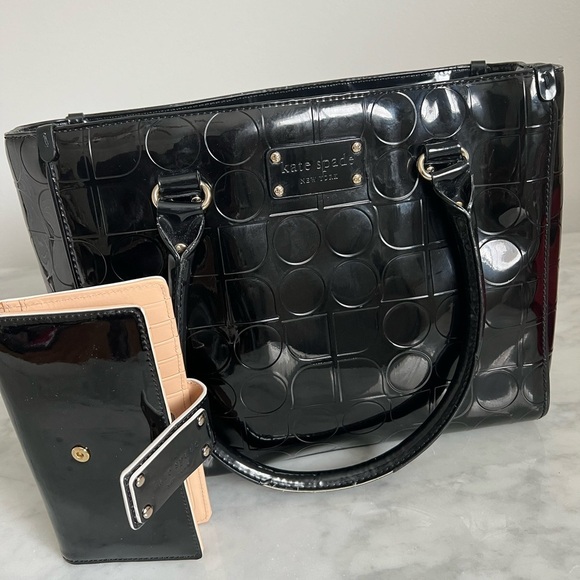 NWT Kate Spade Pasadena Black Patent Stacy Envelope Wallet - Picture 7 of 7